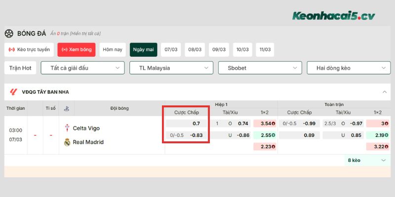 Ví dụ minh họa cách đọc kèo châu Á cho người chơi mới Ví dụ minh họa cách đọc kèo châu Á cho người chơi mới